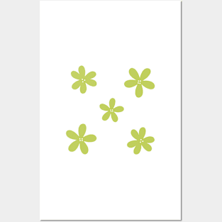 Minimal Abstract Flowers - Lime Green Posters and Art